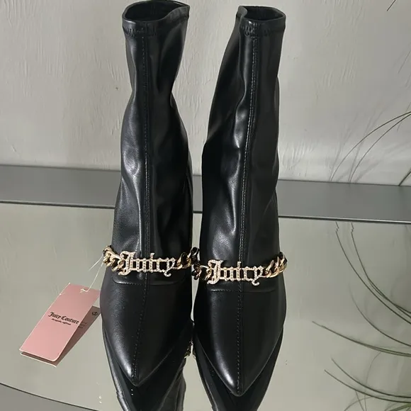 🆕 JUICY COUTURE Women's Tommi Booties Black Gold NWT Women’s size 8.5