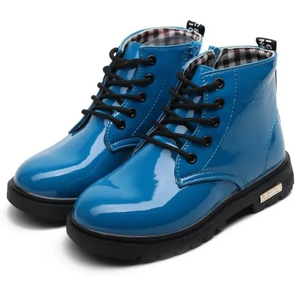 ⭐ Little Girls Waterproof Ankle Combat Boots Toddler Lace Up Side Zipper