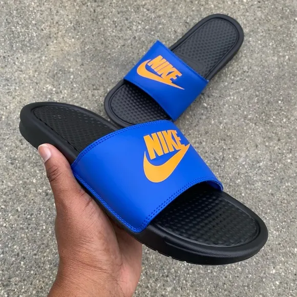 $ NIKE BENASSI SLIDES JUST DO IT JDI ROYAL ORANGE