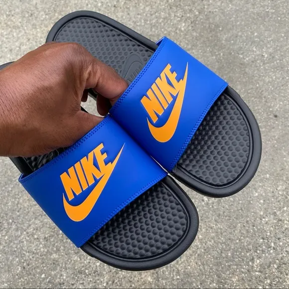 $ NIKE BENASSI SLIDES JUST DO IT JDI ROYAL ORANGE