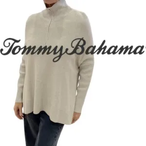 🎩🗝️ NWT $118 SILVER Tommy Bahama Sparkle Bonita Pullover Sweater - S/M, L/XL