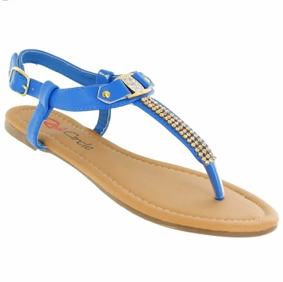 🇺🇦 Rhinestone T-strap Slide Sandals/Brand new in box