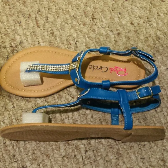 🇺🇦 Rhinestone T-strap Slide Sandals/Brand new in box