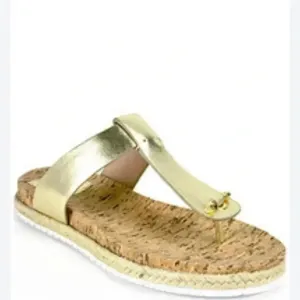 • Tory Burch • Women’s T Strap Birkenstock Style Sandals Gold / Brown 8
