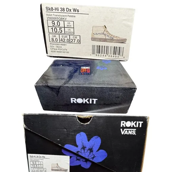 🔥 Vans Sk8-Hi x Rokit Collab 👟 High-Top Sneakers (VN0000SQBKV) Men's Sz 9 NEW