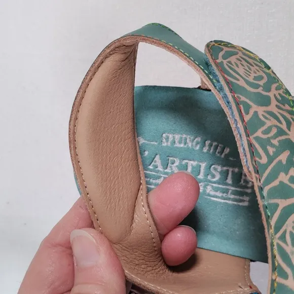 05400 L'Artiste by Spring Step teal &quot;Cuteness&quot; leather Sandals 40 9 NIB