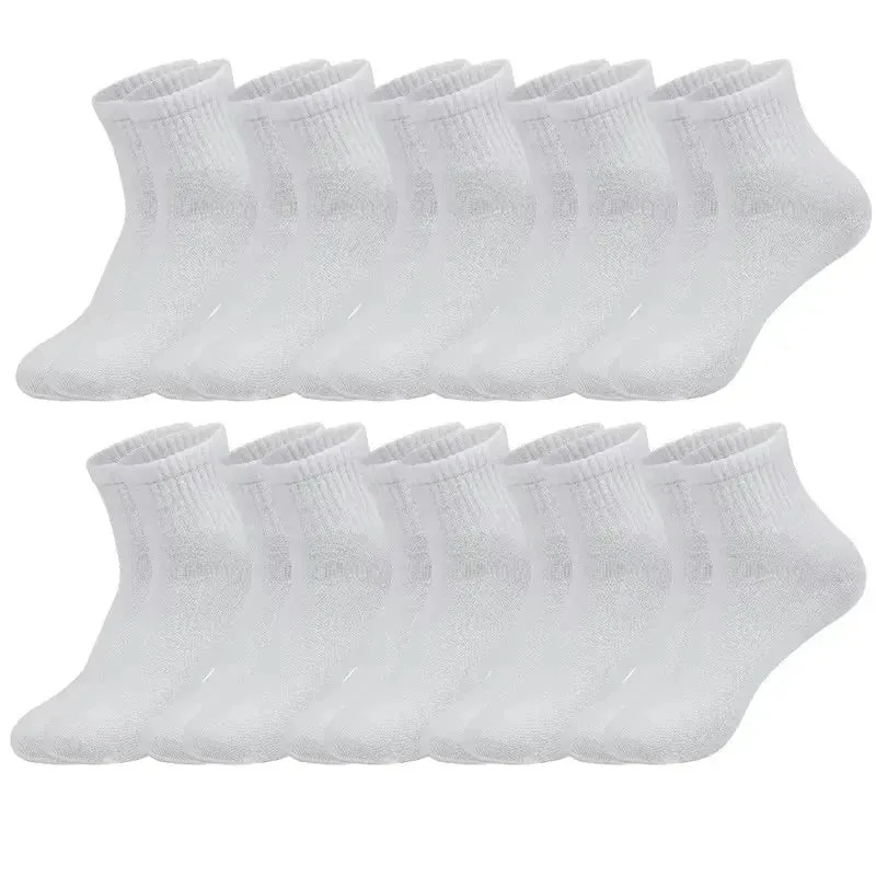 10 Pairs Solid Color Men's Breathable Low Cut Socks