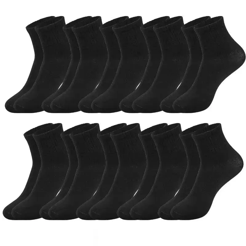 10 Pairs Solid Color Men's Breathable Low Cut Socks