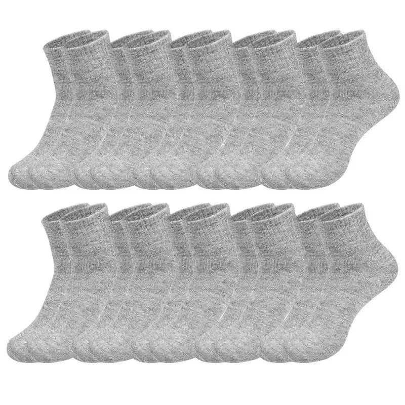 10 Pairs Solid Color Men's Breathable Low Cut Socks