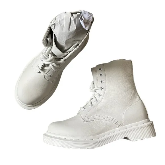1460 PASCAL WOMEN'S MONO LACE UP BOOTS WHITE VIRGINIA