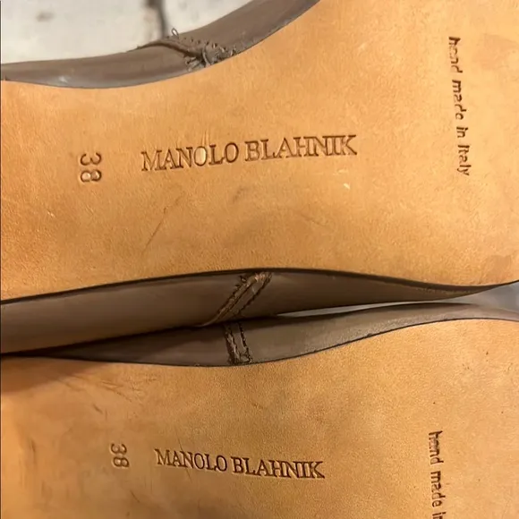 $1495 Manolo Blahnik Brown Heeled Boots with Ankle Strap Size 38/7.5