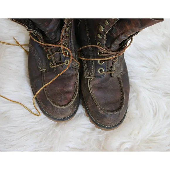 1960's Vintage Lace up Leather Work Boots ~ Men's 6-1/2 to 7 Women's 8 to 8.5