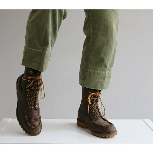 1960's Vintage Lace up Leather Work Boots ~ Men's 6-1/2 to 7 Women's 8 to 8.5