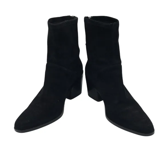 27 Edit Berkley2 Black Stretch Suede Leather Back Zipper Boots Booties size 9.5W