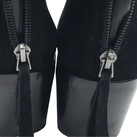 27 Edit Berkley2 Black Stretch Suede Leather Back Zipper Boots Booties size 9.5W
