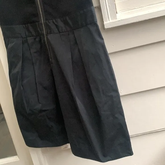 $298 Theory Mini Dress Wool / Taffeta Sleeveless Little Black  Dress 8