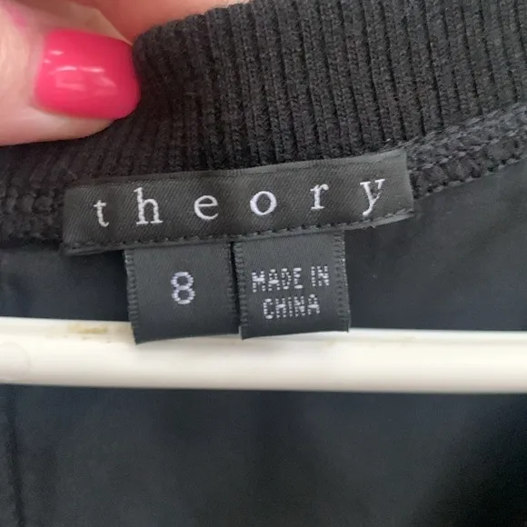 $298 Theory Mini Dress Wool / Taffeta Sleeveless Little Black  Dress 8