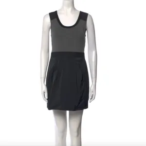 $298 Theory Mini Dress Wool / Taffeta Sleeveless Little Black  Dress 8