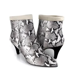 42 Gold Ojai Snakeskin Print Pointed Toe Heeled Leather Ankle Boot-Size 6.5 NWOB