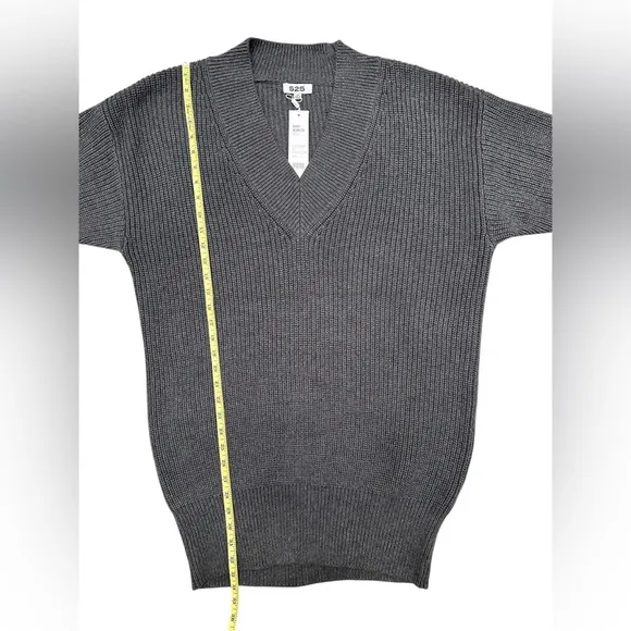 525 AMERICA Ellie Cotton V Neck Dress in Charcoal Heather Gray Women Size XS NWT