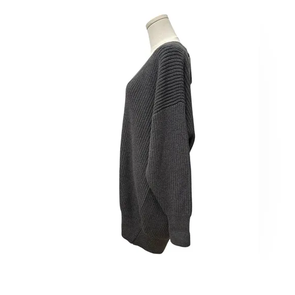 525 AMERICA Ellie Cotton V Neck Dress in Charcoal Heather Gray Women Size XS NWT