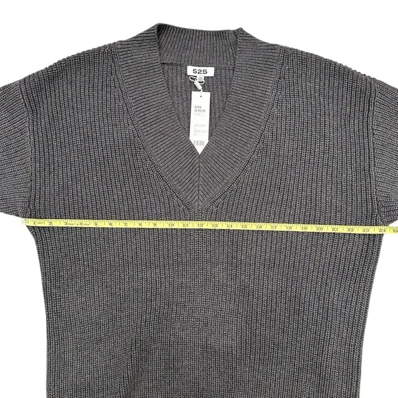 525 AMERICA Ellie Cotton V Neck Dress in Charcoal Heather Gray Women Size XS NWT