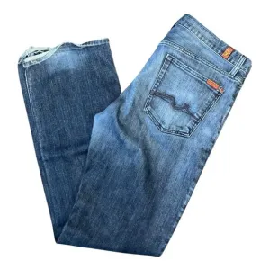 7 For All Mankind Men's Distressed Straight Leg Denim Jeans Button Fly Size 36