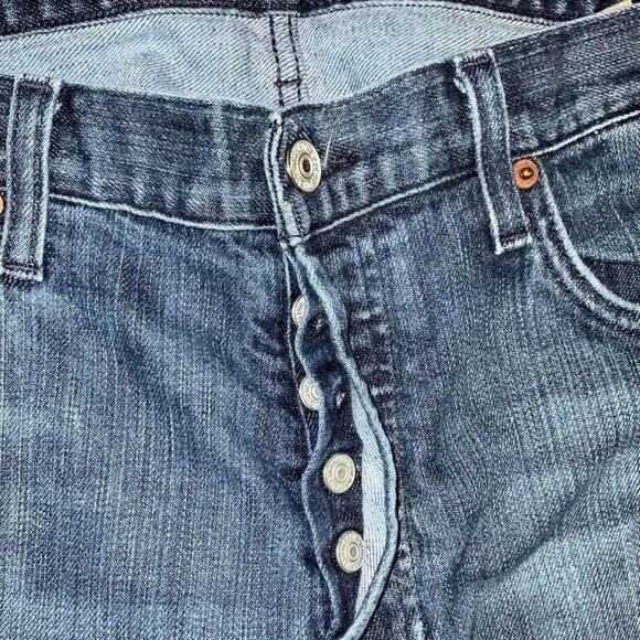 7 For All Mankind Men's Distressed Straight Leg Denim Jeans Button Fly Size 36
