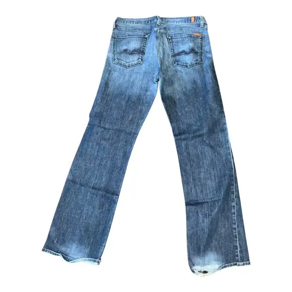 7 For All Mankind Men's Distressed Straight Leg Denim Jeans Button Fly Size 36