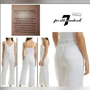 7 For All Mankind White Cowboy Carter Beyoncé Overalls Jumpsuit Slimming Large