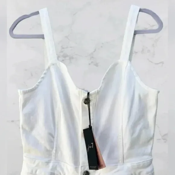 7 For All Mankind White Cowboy Carter Beyoncé Overalls Jumpsuit Slimming Large
