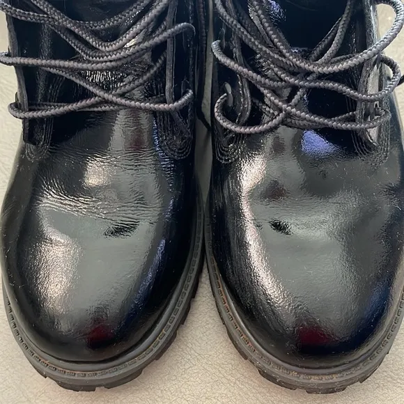 7Y  Girls Youth Kids Timberland Premium Waterproof Boots Patent Leather Black