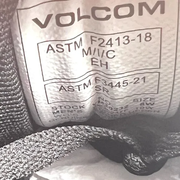8W 8 WIDE WIDTH Volcom Black Leather Comp Toe Safety Work Shoes Sneakers