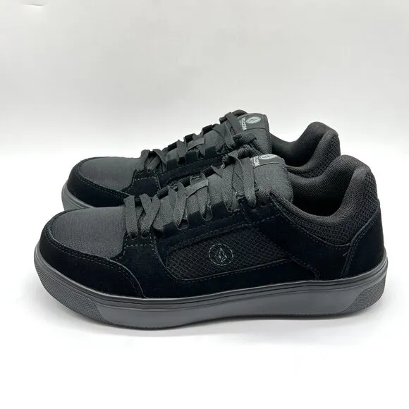 8W 8 WIDE WIDTH Volcom Black Leather Comp Toe Safety Work Shoes Sneakers