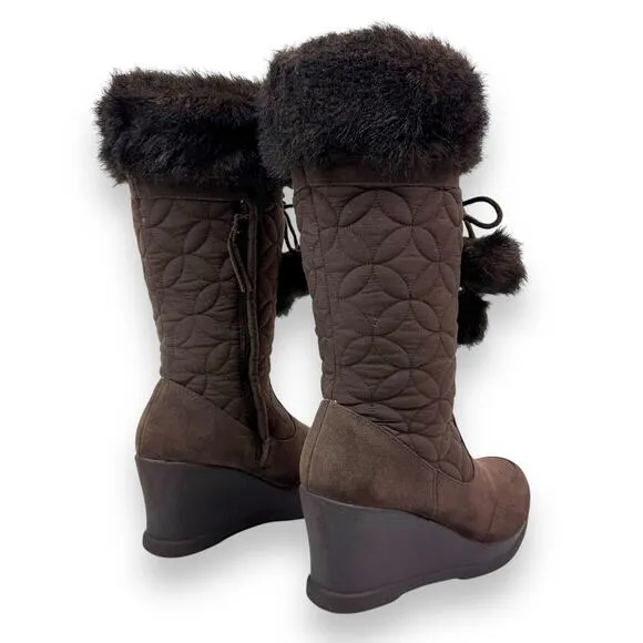 90's REPORT flower of life knee high platform wedge winter boots