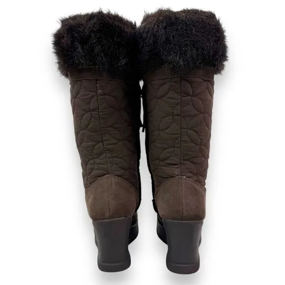 90's REPORT flower of life knee high platform wedge winter boots