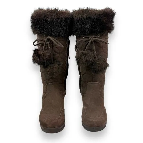 90's REPORT flower of life knee high platform wedge winter boots