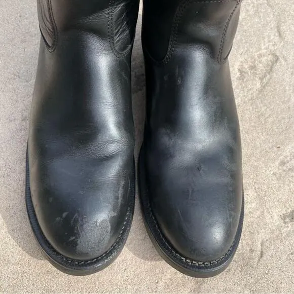 [9.5] Vintage Men’s Black Buffalo Leather Western Boots 5261 Canada West Boots