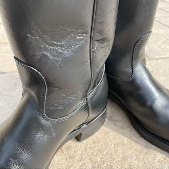 [9.5] Vintage Men’s Black Buffalo Leather Western Boots 5261 Canada West Boots