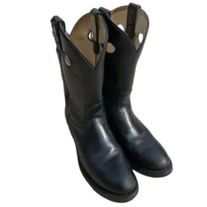 [9.5] Vintage Men’s Black Buffalo Leather Western Boots 5261 Canada West Boots