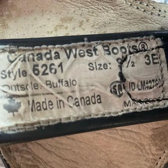 [9.5] Vintage Men’s Black Buffalo Leather Western Boots 5261 Canada West Boots