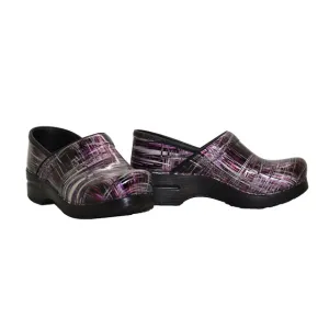 A8 Auth DANSKO Professional Crosshatch Patent Leather Comfort Clog Shoes Size 38
