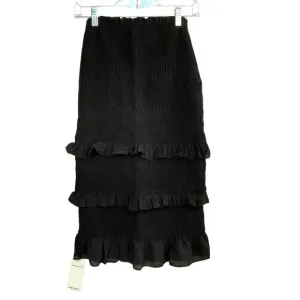 Abercrombie &amp; Fitch Smocked High Waist Tiered Ruffle Black Stretch Skirt Small