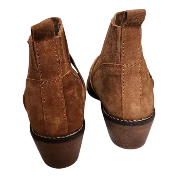 Able Jenny Ankle Harness Genuine Suede Boots Brown Size 9.5