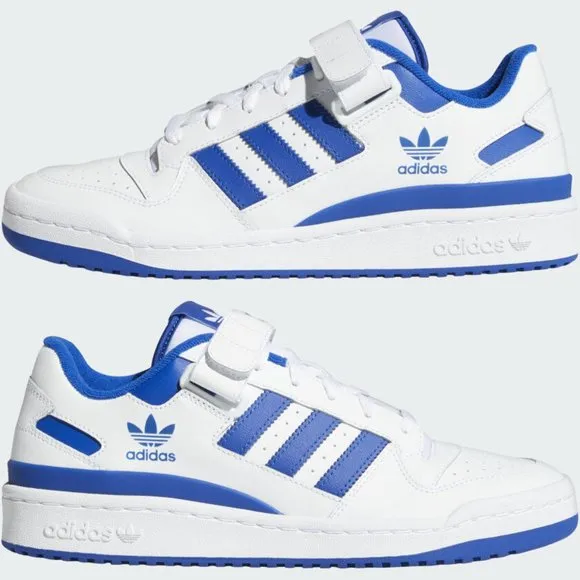 Adidas Forum Low Mens Casual Sneaker Shoes White Blue FY7756 NEW Multi Sz
