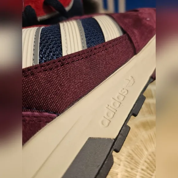 Adidas Men's Burgundy and Navy Sneakers