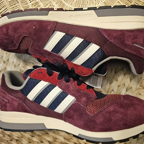 Adidas Men's Burgundy and Navy Sneakers