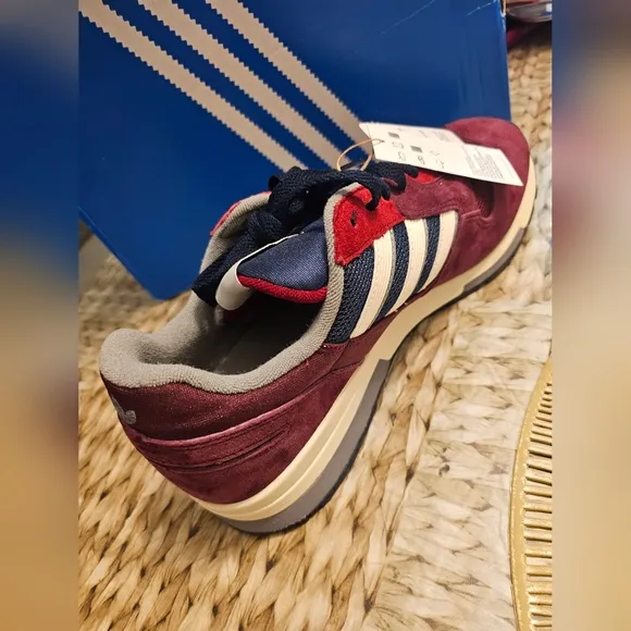 Adidas Men's Burgundy and Navy Sneakers