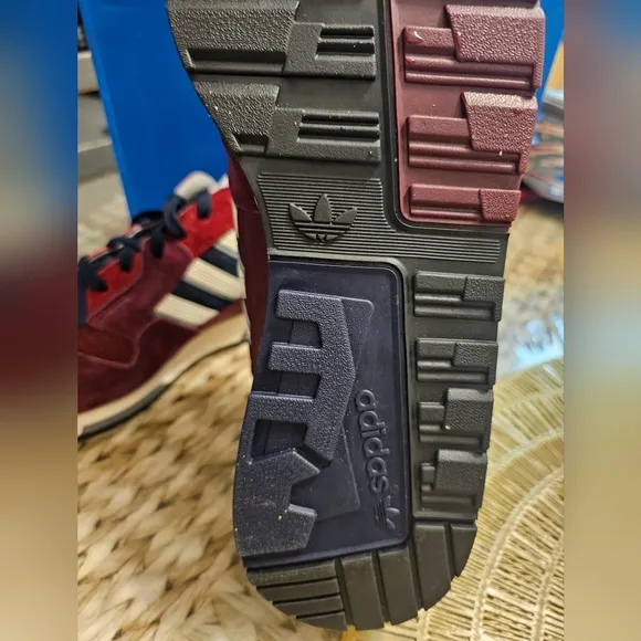 Adidas Men's Burgundy and Navy Sneakers