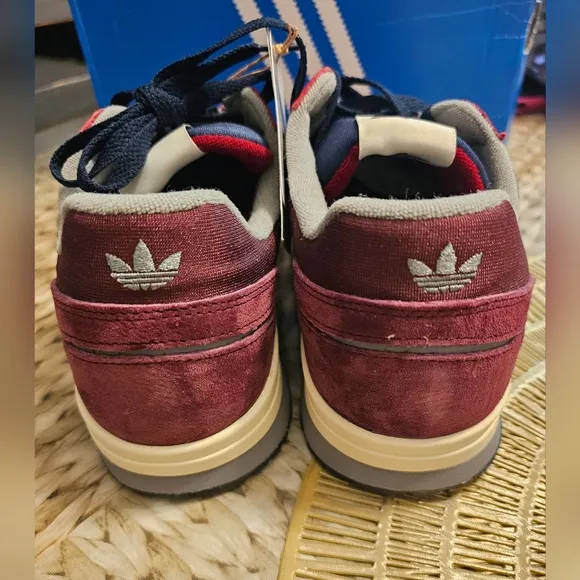 Adidas Men's Burgundy and Navy Sneakers